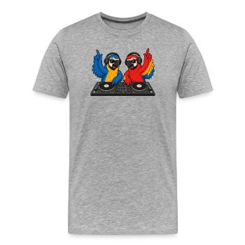 Parrots DJ Duo - Men's Premium Organic T-Shirt - heather grey - Front - Damien (186cm)