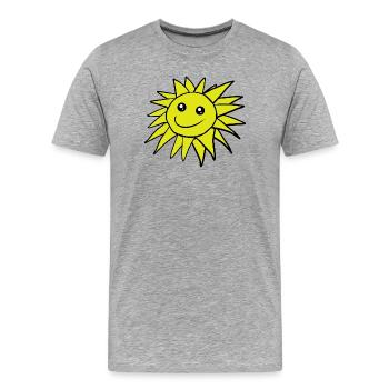 Soleil, sourire, visage, soleils, soleils - T-shirt bio Premium Homme - gris chiné - Devant - Damien (186cm)