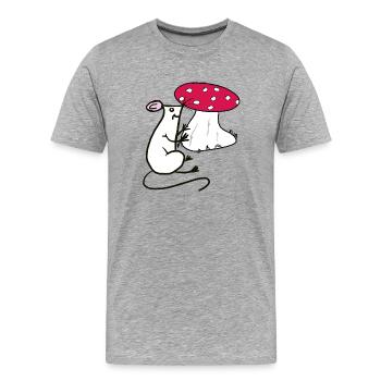 Maus Fliegenpilz Pilze  - Männer Premium Bio T-Shirt - Grau meliert - Vorne - Damien (186cm)