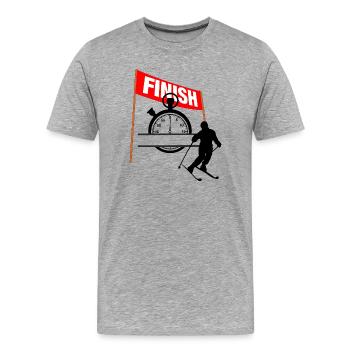 Ski Finish Time - Men's Premium Organic T-Shirt - heather grey - Front - Damien (186cm)
