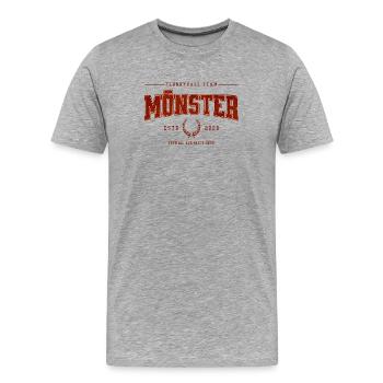 Flunkyball Professional Team Münster Classic Shirt - Men's Premium Organic T-Shirt - heather grey - Front - Damien (186cm)