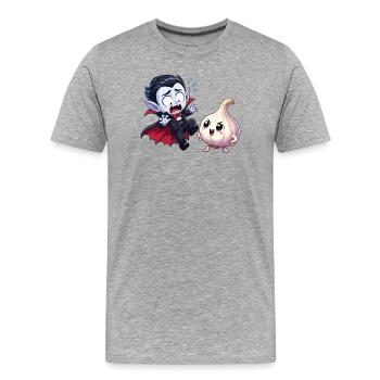 Vampir trifft Knoblauchfreund - Männer Premium Bio T-Shirt - Grau meliert - Vorne - Damien (186cm)