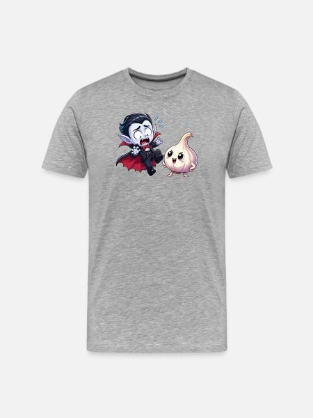 Vampire meets garlic friend - Men's Premium Organic T-Shirt - heather grey