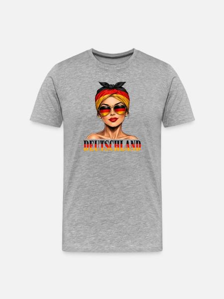 Deutschland Retro Flagge Portrait - Männer Premium Bio T-Shirt - Grau meliert