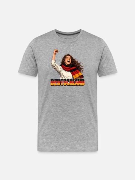 Deutschland Jubel im Retro-Stil - Männer Premium Bio T-Shirt - Grau meliert