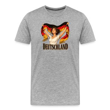Deutschlandflagge Freiheitsheldin - Männer Premium Bio T-Shirt - Grau meliert - Vorne - Damien (186cm)
