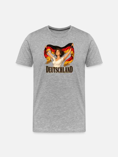 Deutschlandflagge Freiheitsheldin - Männer Premium Bio T-Shirt - Grau meliert