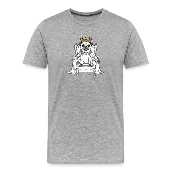 Königlicher Mops auf Thron - Männer Premium Bio T-Shirt - Grau meliert - Vorne - Damien (186cm)