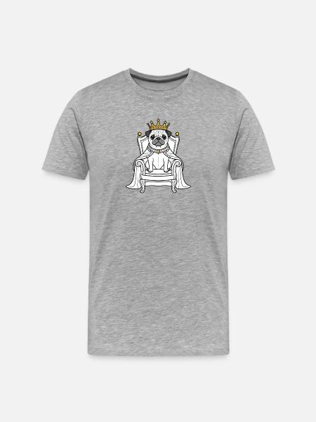 Royal Pug on Throne - Men's Premium Organic T-Shirt - heather grey
