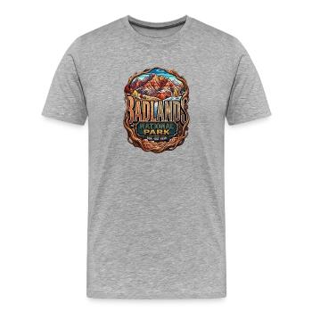 Parc national des Badlands - T-shirt bio Premium Homme - gris chiné - Devant - Damien (186cm)
