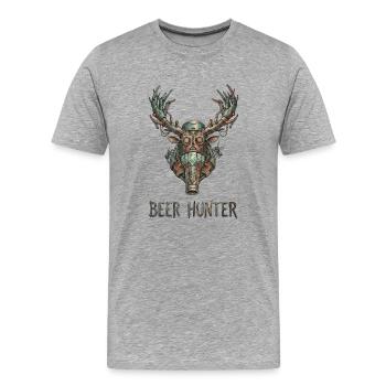 Steampunk-Bierjäger - Männer Premium Bio T-Shirt - Grau meliert - Vorne - Damien (186cm)