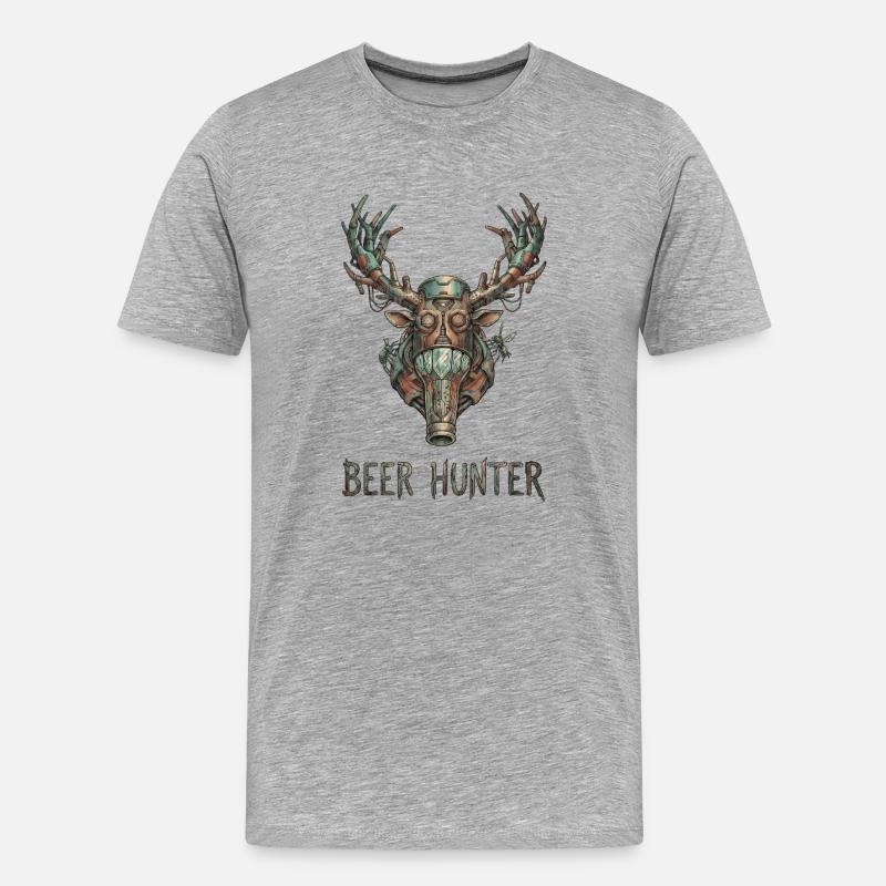 Steampunk-Bierjäger - Männer Premium Bio T-Shirt - Grau meliert