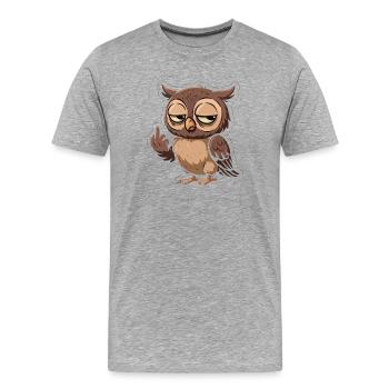 Naughty Owl Gesture Cartoon - Men's Premium Organic T-Shirt - heather grey - Front - Damien (186cm)