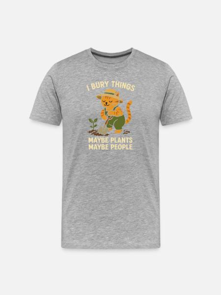 Katzen-Gärtner im Hut – Pflanzenwitz - Männer Premium Bio T-Shirt - Grau meliert