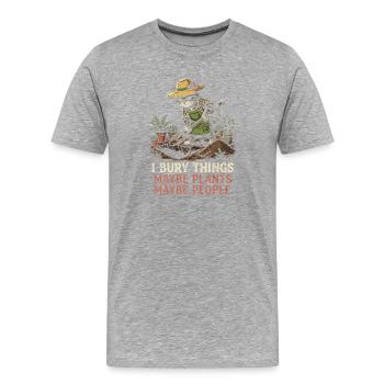 Katzengärtner: Gräbt Pflanzt Lacht - Männer Premium Bio T-Shirt - Grau meliert - Vorne - Damien (186cm)