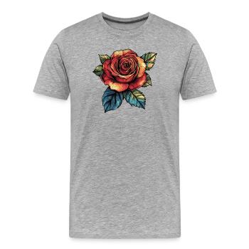 Rose Blume - Männer Premium Bio T-Shirt - Grau meliert - Vorne - Damien (186cm)