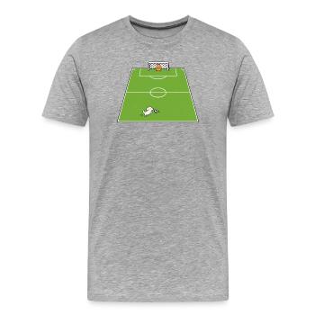 Terrain de football avec chien et t-shirt capybara - T-shirt bio Premium Homme - gris chiné - Devant - Damien (186cm)