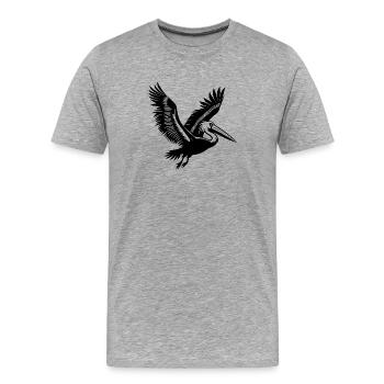 Fliegender Pelikan - Männer Premium Bio T-Shirt - Grau meliert - Vorne - Damien (186cm)