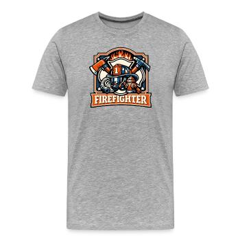 Feuerwehrhelden Symbolik - Männer Premium Bio T-Shirt - Grau meliert - Vorne - Damien (186cm)