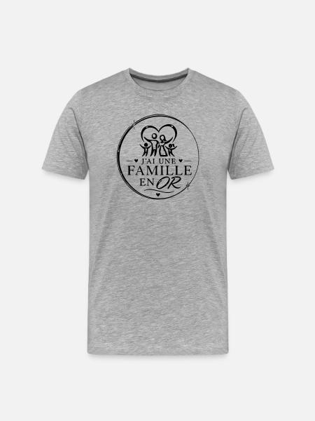 famille en or - T-shirt bio Premium Homme - gris chiné