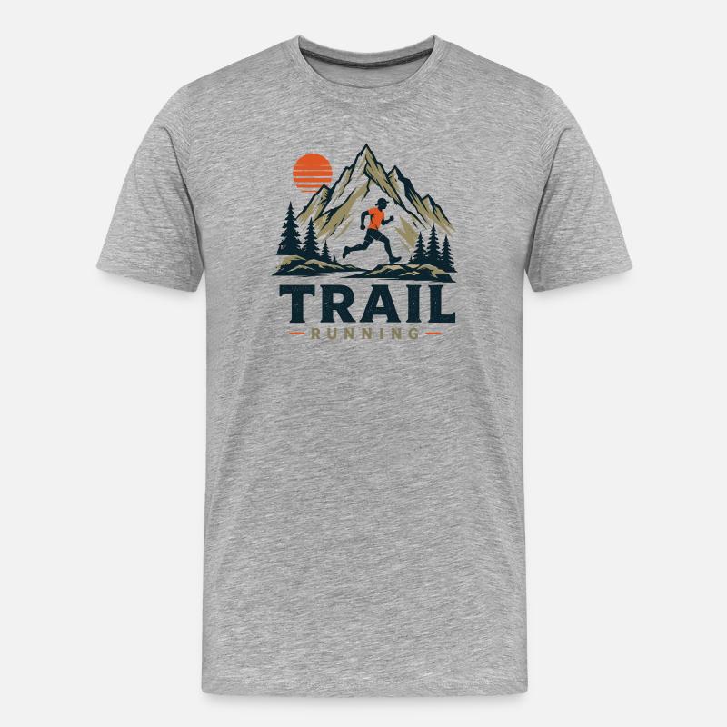 Trailrunning - Männer Premium Bio T-Shirt - Grau meliert