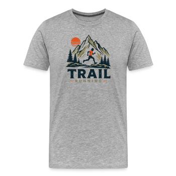 Trailrunning - Männer Premium Bio T-Shirt - Grau meliert - Vorne - Damien (186cm)