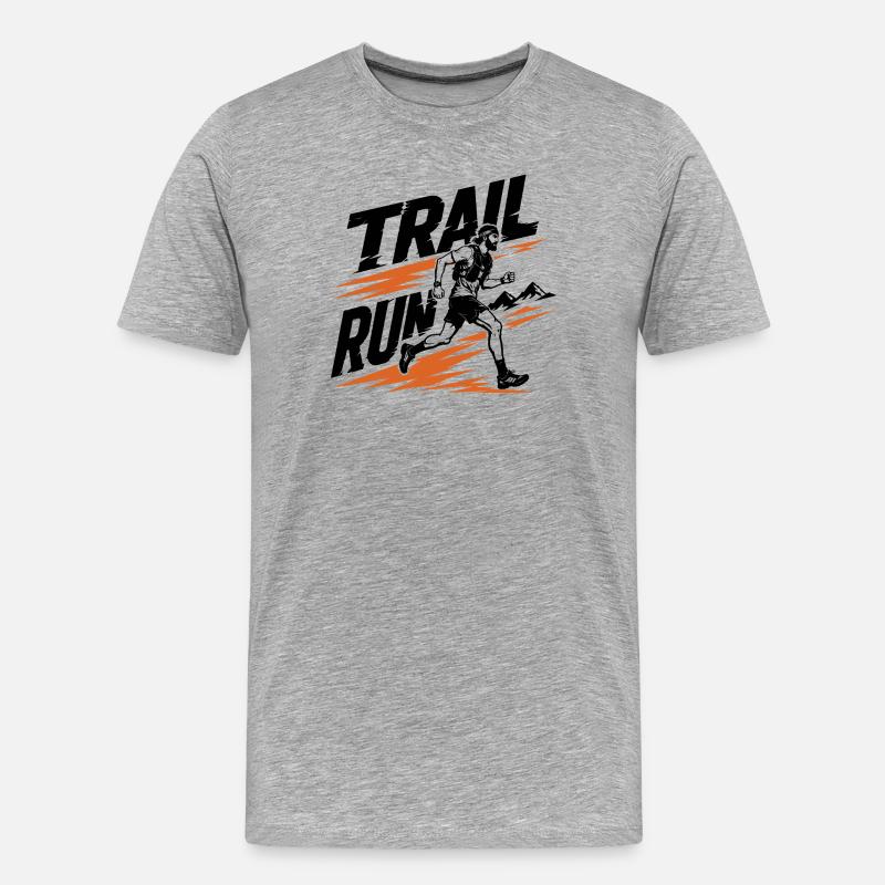 Trailrun - Männer Premium Bio T-Shirt - Grau meliert