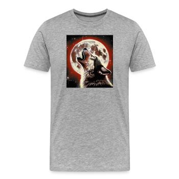 Wolf howls at the Full Moon - Men's Premium Organic T-Shirt - heather grey - Front - Damien (186cm)