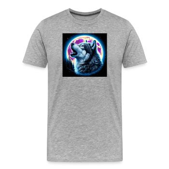 Wolf howls at the Full Moon - Men's Premium Organic T-Shirt - heather grey - Front - Damien (186cm)