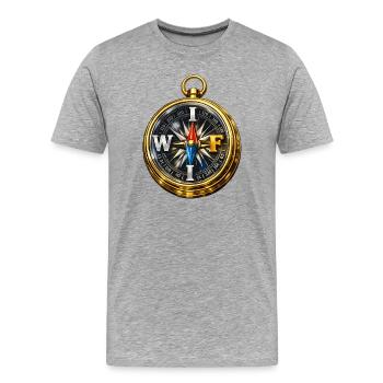 Boussole avec WIFI - T-shirt bio Premium Homme - gris chiné - Devant - Damien (186cm)