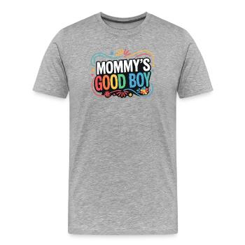 Mommy's Good Boy - Muttersöhnchen Retro Spruch - Männer Premium Bio T-Shirt - Grau meliert - Vorne - Damien (186cm)