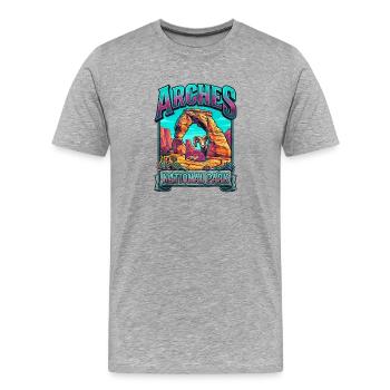 Arches Nationalpark Farbexplosion - Männer Premium Bio T-Shirt - Grau meliert - Vorne - Damien (186cm)