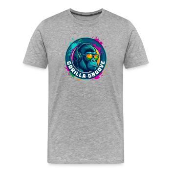 Gorilla Groove Gorilla DJ Musik-Kopfhörer - Männer Premium Bio T-Shirt - Grau meliert - Vorne - Damien (186cm)