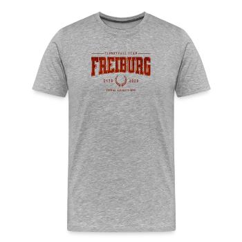 Flunkyball Profi Team Freiburg Vintage Shirt - Männer Premium Bio T-Shirt - Grau meliert - Vorne - Damien (186cm)