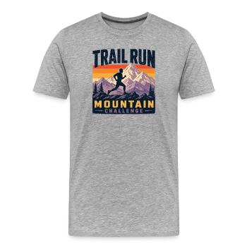 Trail Run - Mountain Challenge - Men's Premium Organic T-Shirt - heather grey - Front - Damien (186cm)