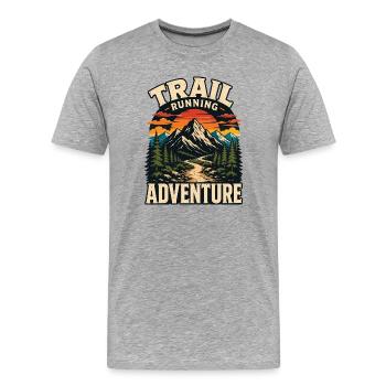 Trailrunning-Abenteuer - Männer Premium Bio T-Shirt - Grau meliert - Vorne - Damien (186cm)