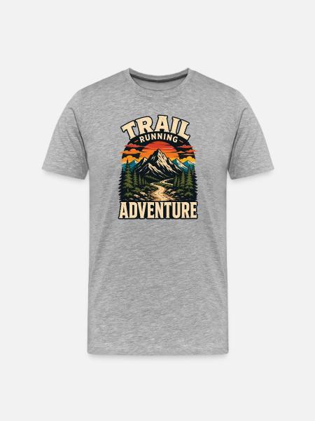 Trailrunning-Abenteuer - Männer Premium Bio T-Shirt - Grau meliert