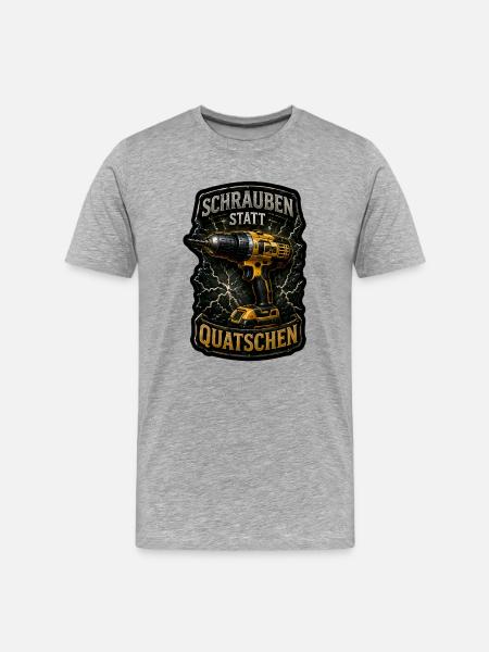 Schrauben statt quatschen - Männer Premium Bio T-Shirt - Grau meliert