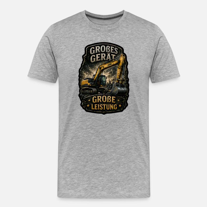 Großes Gerät. Große Leistung. - Männer Premium Bio T-Shirt - Grau meliert