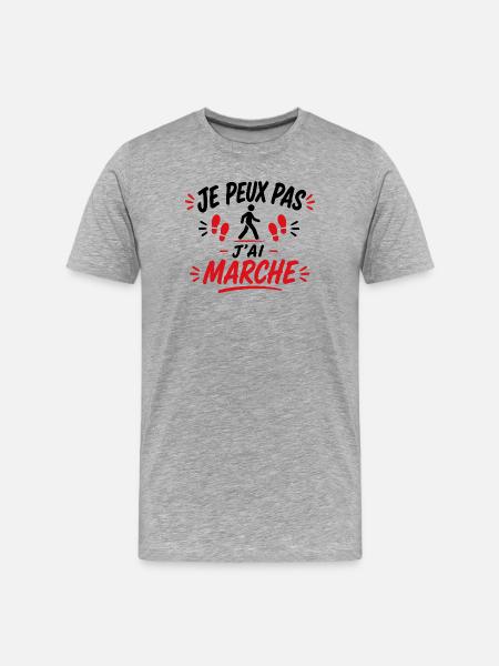 Marche Empreintes Rouge - T-shirt bio Premium Homme - gris chiné