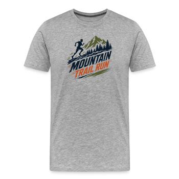 Mountain Trail Run - Men's Premium Organic T-Shirt - heather grey - Front - Damien (186cm)