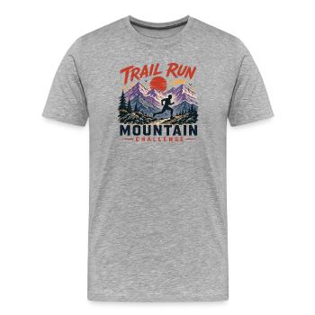 Trail Run - Mountain Challenge - Men's Premium Organic T-Shirt - heather grey - Front - Damien (186cm)