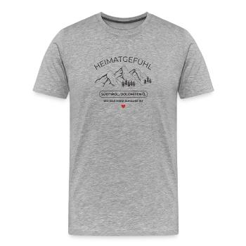 Heinatliebe  - Südtirol  - Dolomiten  - Männer Premium Bio T-Shirt - Grau meliert - Vorne - Damien (186cm)