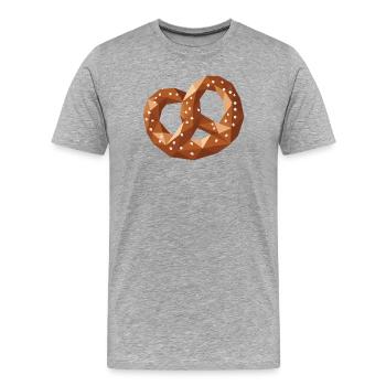 Geometrische Bretzel – Brezel Snack Motiv   - Männer Premium Bio T-Shirt - Grau meliert - Vorne - Damien (186cm)