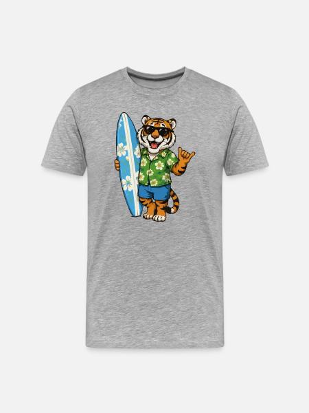 Surftiger im Hawaii-Hemd - Männer Premium Bio T-Shirt - Grau meliert