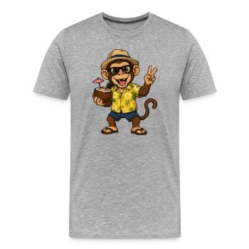 Tropical Monkey Party - Hawaii Vibes - Men's Premium Organic T-Shirt - heather grey - Front - Damien (186cm)