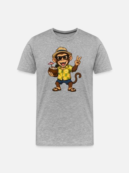 Tropical Monkey Party - Hawaii Vibes - Men's Premium Organic T-Shirt - heather grey