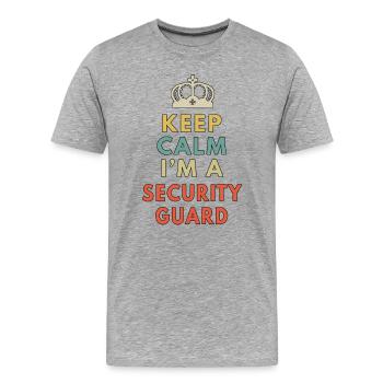 Reste calme, je suis agent de sécurité, agent drôle de sécurité. - T-shirt bio Premium Homme - gris chiné - Devant - Damien (186cm)