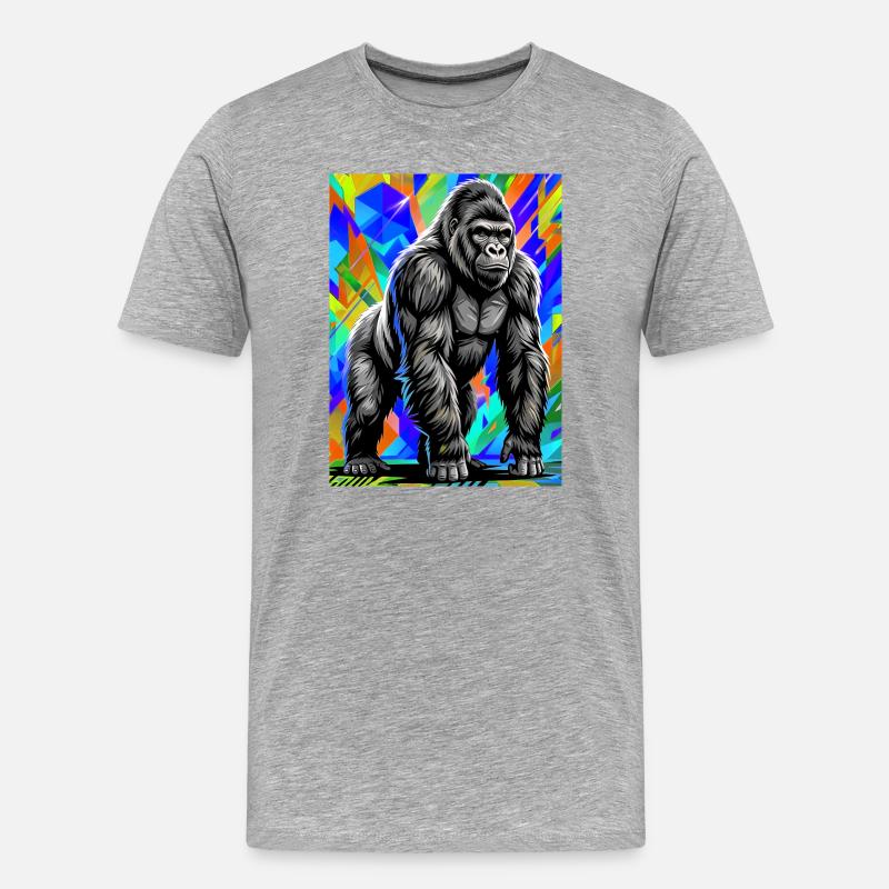 Gorilla - Männer Premium Bio T-Shirt - Grau meliert