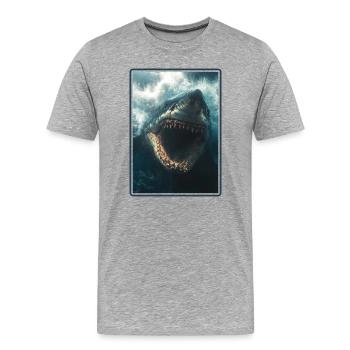 Grand requin blanc Grand requin blanc - T-shirt bio Premium Homme - gris chiné - Devant - Damien (186cm)